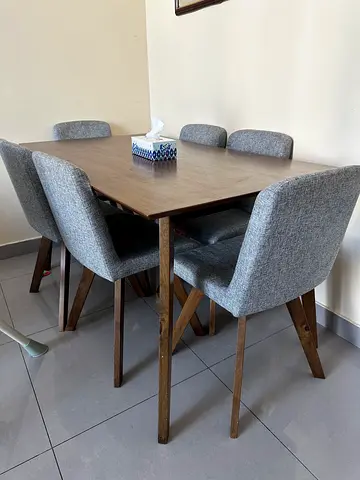 HOME CENTER Dining Table with Grey Chairs