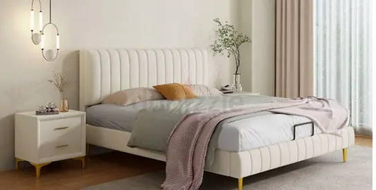 Beautiful beige colour 160*200 queen size linen Bed
