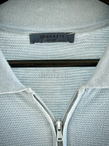 Concrete Zip Knit Polo Light Blue – L