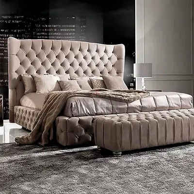 Elegant Upholstered Bed Set with Bench