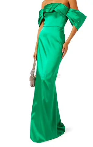 Nass Off Shoulder Green Dress