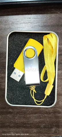 Stylish Yellow 4 gb USB Flash Drive with Lanyard