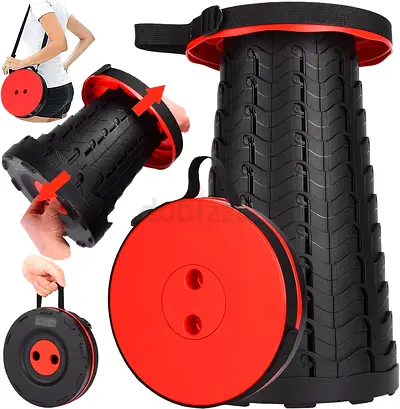 Portable Collapsible Folding Stool, Retractable Telescoping Foldable Camping Stool