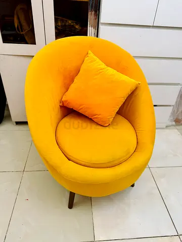 Yellow Accent Chair with Cushion
