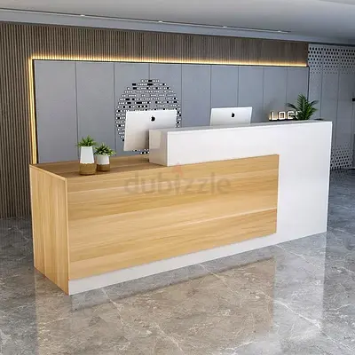 Contemporary Wood  White Reception Counter