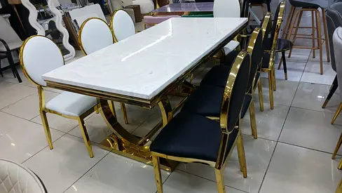 Elegant Marble Dining Table with Stylish Chairs