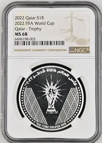 2022 Qatar worldcup 1ounce silver certified coin.