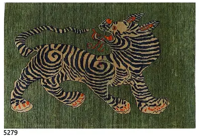 3x5ft wall art hanging tiger afghan hand knotted carpet rug
