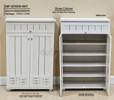 Stylish White Shoes Cabinet with Plenty of Storage