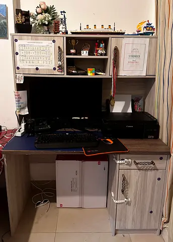 Compact Study Table, computer table with Storage, chair