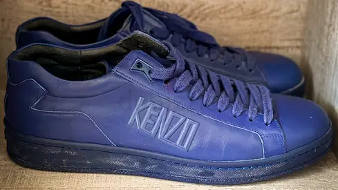 Rare Kenzo Tennis Shoes – Blue Leather – Size 43 EU (US 9.5 / UK 9) – Original