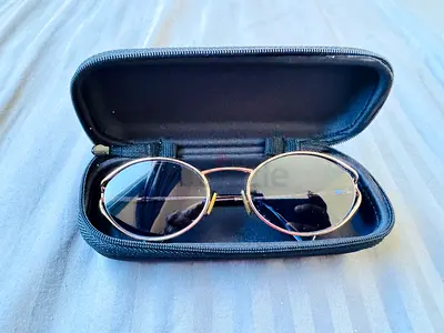 Miu Miu MU 52YS-ZVF1V1 sunglasses – rose gold frame, blue lenses