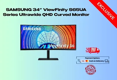 SAMSUNG 34” ViewFinity S65UA Series Ultrawide QHD Curved Monitor-Free delivery-Warranty