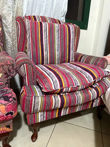 URGENT MOVE-OUT SALE!! ONLY 2 DAYS LEFT!! Colorful Striped and Floral Armchairs/Sofa — 2 pcs.
