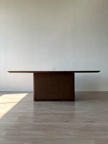 Modern White Gloss Dining Table with Ribbed Column Base