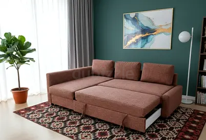 L-shaped sofa bed is designed for both