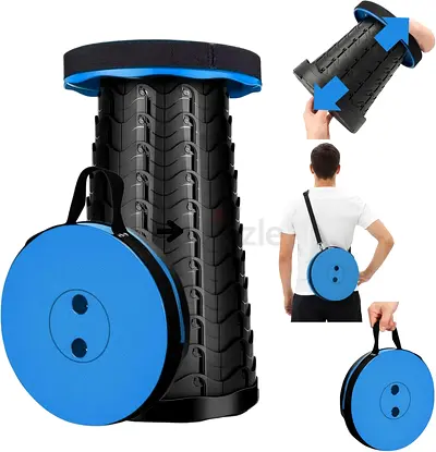 Portable Collapsible Folding Stool, Retractable Telescoping Foldable Camping Stool