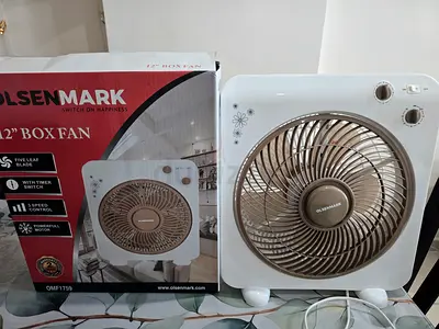 Olsenmark 12-inch Box Fan with Timer and Speed Control