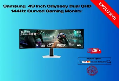 Samsung 49 Inch Odyssey Dual QHD 144Hz Curved Gaming Monitor-FREE delivery-warranty