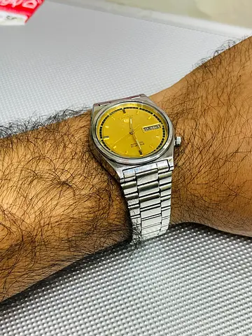 Vintage Seiko Automatic Watch with Yellow Dial