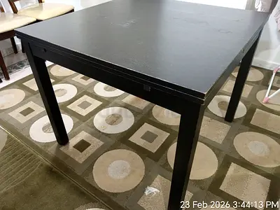 Black Dining Table IKEA with Extension   ( Without Chairs )