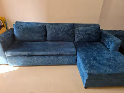 Comfortable Blue Sectional Sofa with Storage