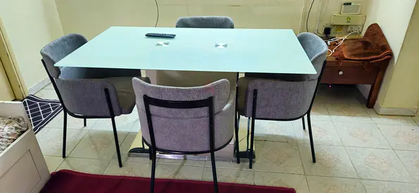 Modern Glass Dining Table with Chairs