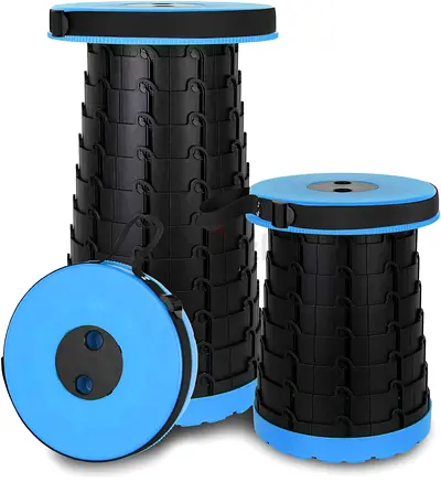 Portable Collapsible Folding Stool, Retractable Telescoping Foldable Camping Stool