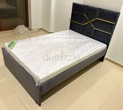 Stylish Velvet Bed with Modern Headboard