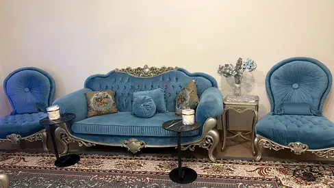 Elegant Blue Vintage Sofa Set