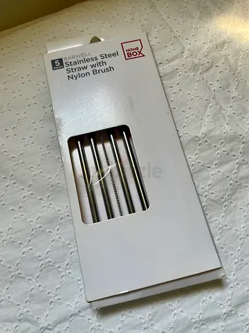 Set of 5 Stainless Steel Straws with Cleaning Brush