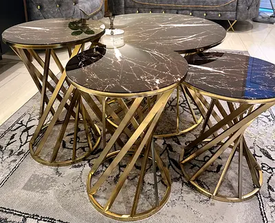 4pc Elegant Marble Coffee Table Set