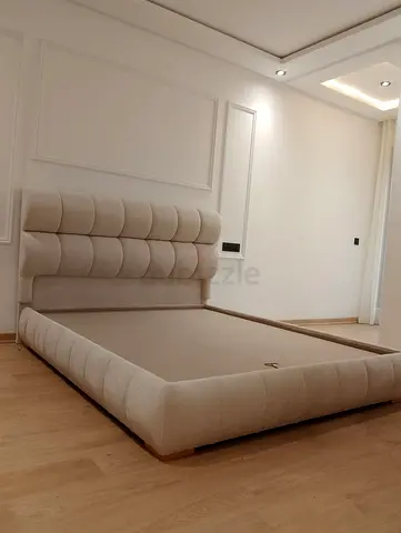 Modern Upholstered Bed with Vertical Channel-Tufted Headboard – Custom Made Bedroom Furniture