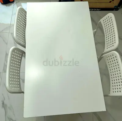 Modern White Dining Table with Chairs