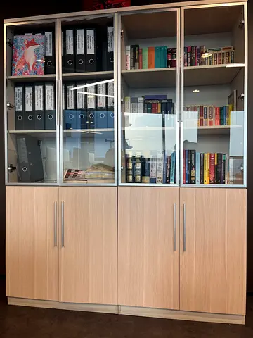 DOUBLE GLASS DOOR BOOKSHELF OR OFFICE CABINET FOR SALE