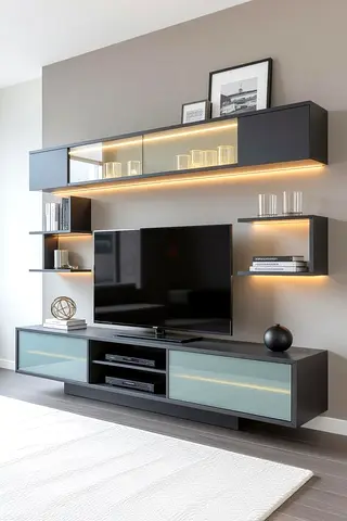 Contemporary Matte Charcoal Media Suite