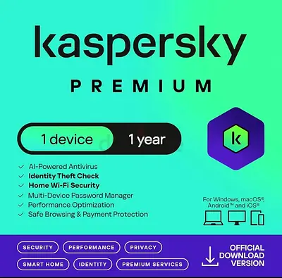 Kaspersky Premium 2025 (Previously Total Security) | 1 Device | 1 Year | Global Licence