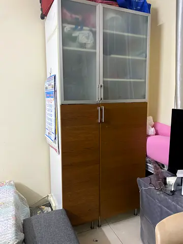 Modern Wooden Cabinet with Glass Doors