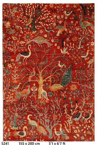 5x7 ft 150 x 200 cm Birds afghan handmade carpet rug