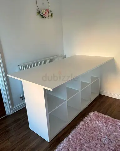 Custom Made Kitchen Island with Solid Wood Countertop and Storage Drawers