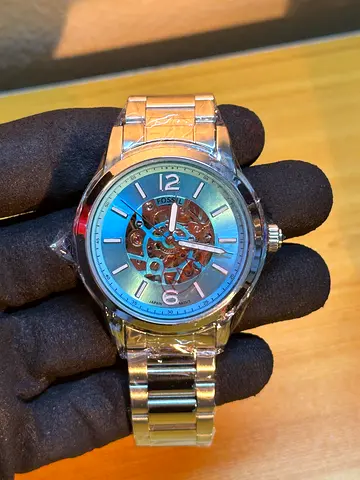 Stylish Fossil Automatic Mens Watch with Skeleton Dial