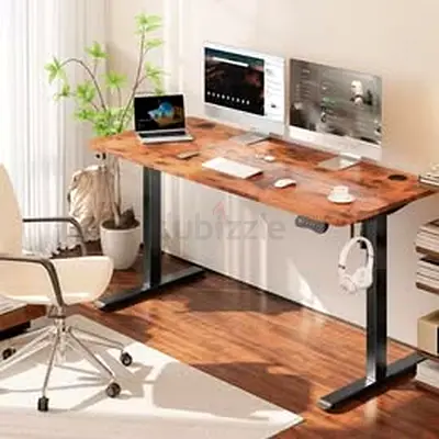 Stylish Wooden Office Desk with Dual Monitor Setup 120*70cm