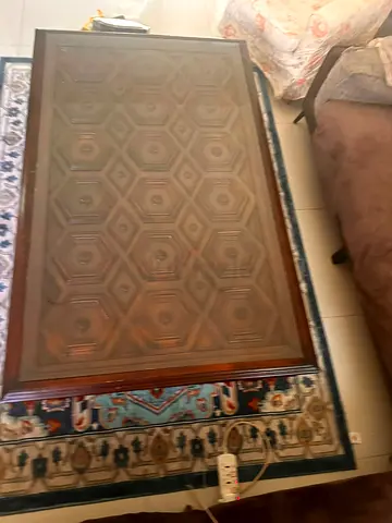 Wood table with glass