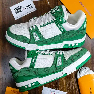 LV Style Green  White Sneakers – Limited Color