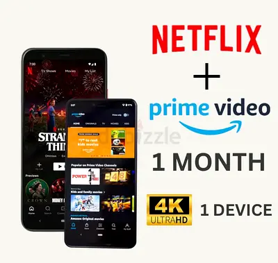 Netflix + Prime Video 1 Month Combo 4K UHD
