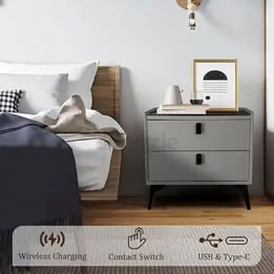 Modern Nightstand with Wireless Charging