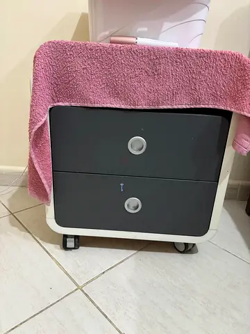 Modern Rolling Nightstand with Two Drawers