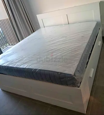 IKEA brimness king size 180×200cm bed frame with headboard+ 4 big storage drawers with IKEA mattress