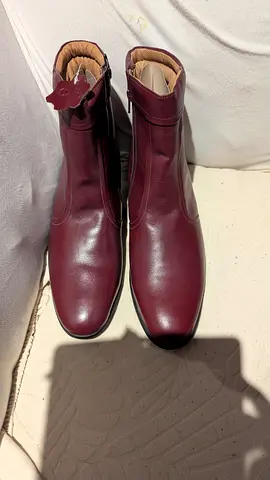 Stylish Burgundy Leather Ankle Boots