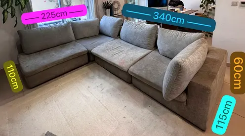 Grey Modular 4 Seat Corner Sofa